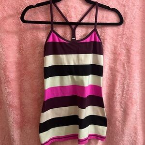 Lululemon Women Size 6 Power Y Rainbow tank top shelf bra yoga athletic b12